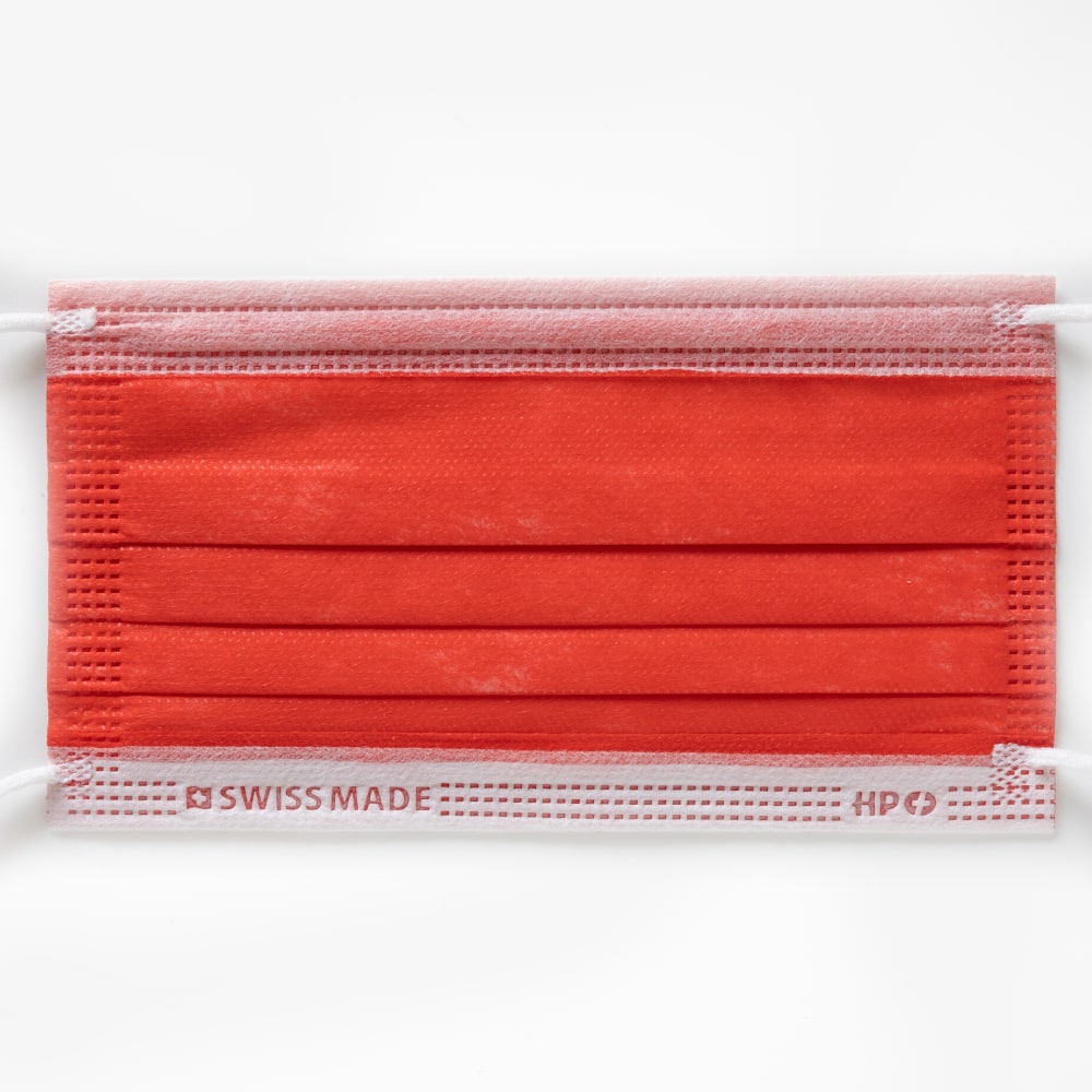 Mascherine Chirurgiche Tipo IIR, Swiss Made, blister 10x, colore Rosso
