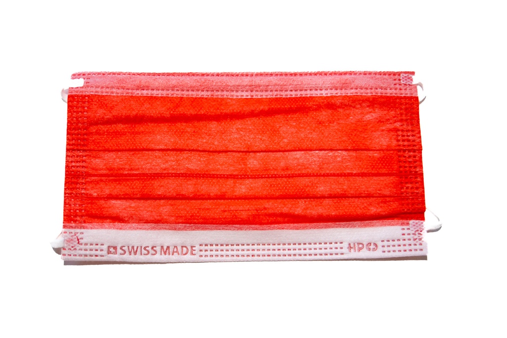 Mascherine Chirurgiche Tipo IIR, Swiss Made, blister 10x, colore Rosso