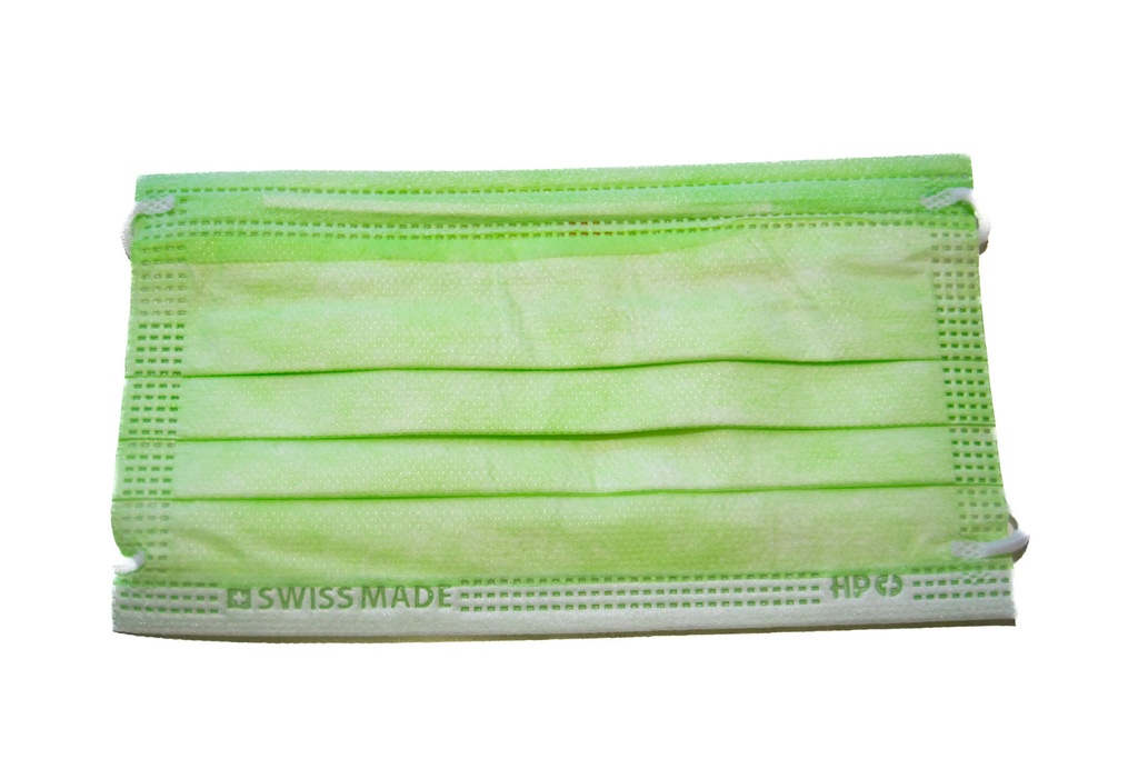 Mascherine Chirurgiche Tipo IIR, Swiss Made, conf. 10x, in busta tascabile, colore Verde