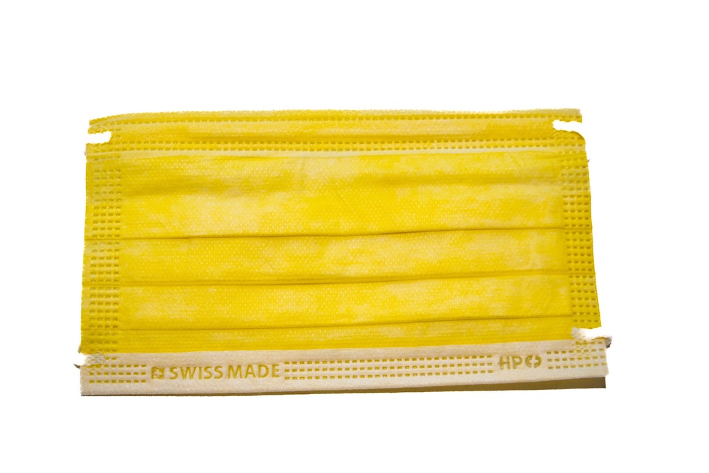 Mascherine Chirurgiche Tipo IIR, Swiss Made, conf. 10x, in busta tascabile, colore Giallo