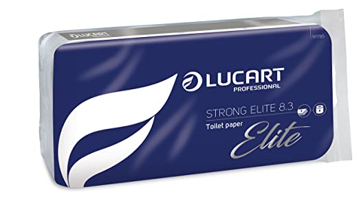 Carta WC, 3 veli, Lucart Strong 8.3, Linea Elite, Pura cellulosa 30 metri, Ecolabel Blue angel, Strappo 95x120mm