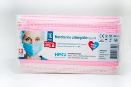 [100107] Mascherine Chirurgiche Tipo IIR, Swiss Made, conf. 10x, in busta tascabile, colore Rosa