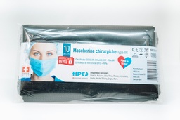 [1001013] Mascherine Chirurgiche Tipo IIR, Swiss Made, conf. 10x, in busta tascabile, colore Nero